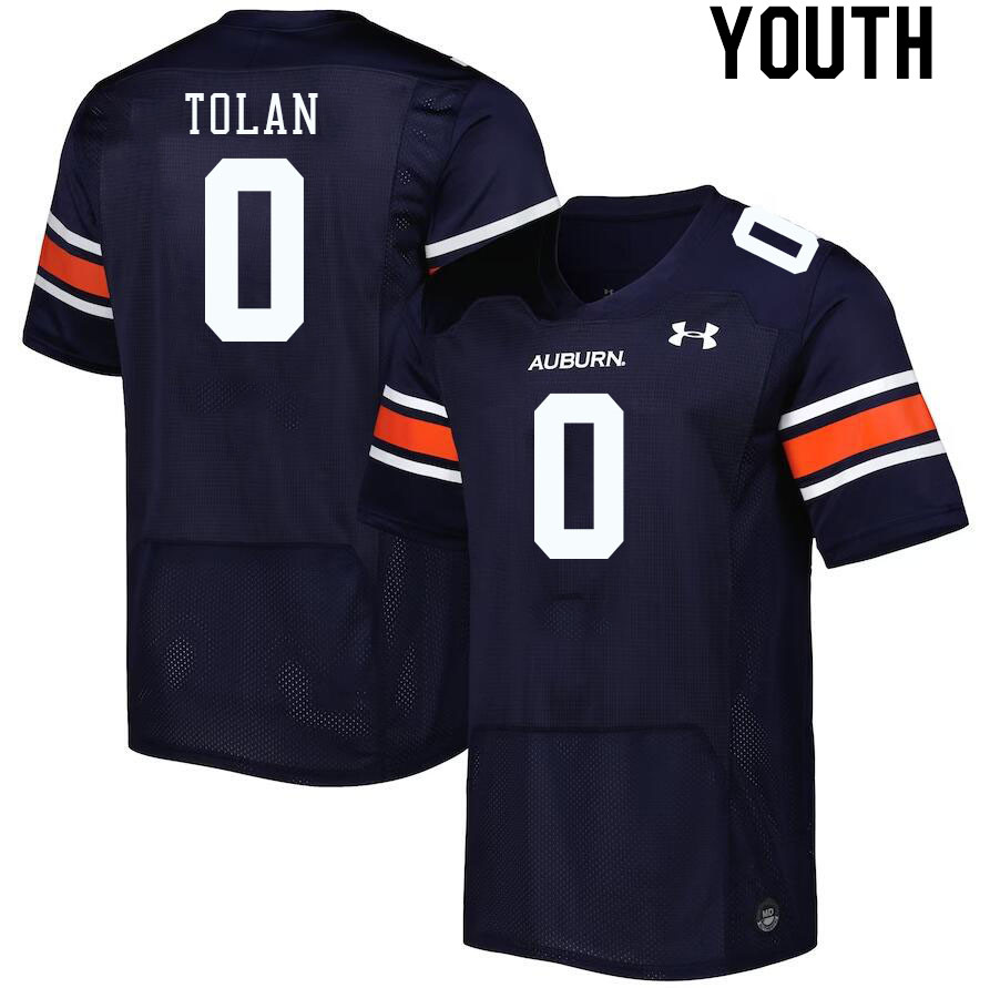 Youth #0 DeMario Tolan Auburn Tigers College Football Jerseys Stitched-Navy
